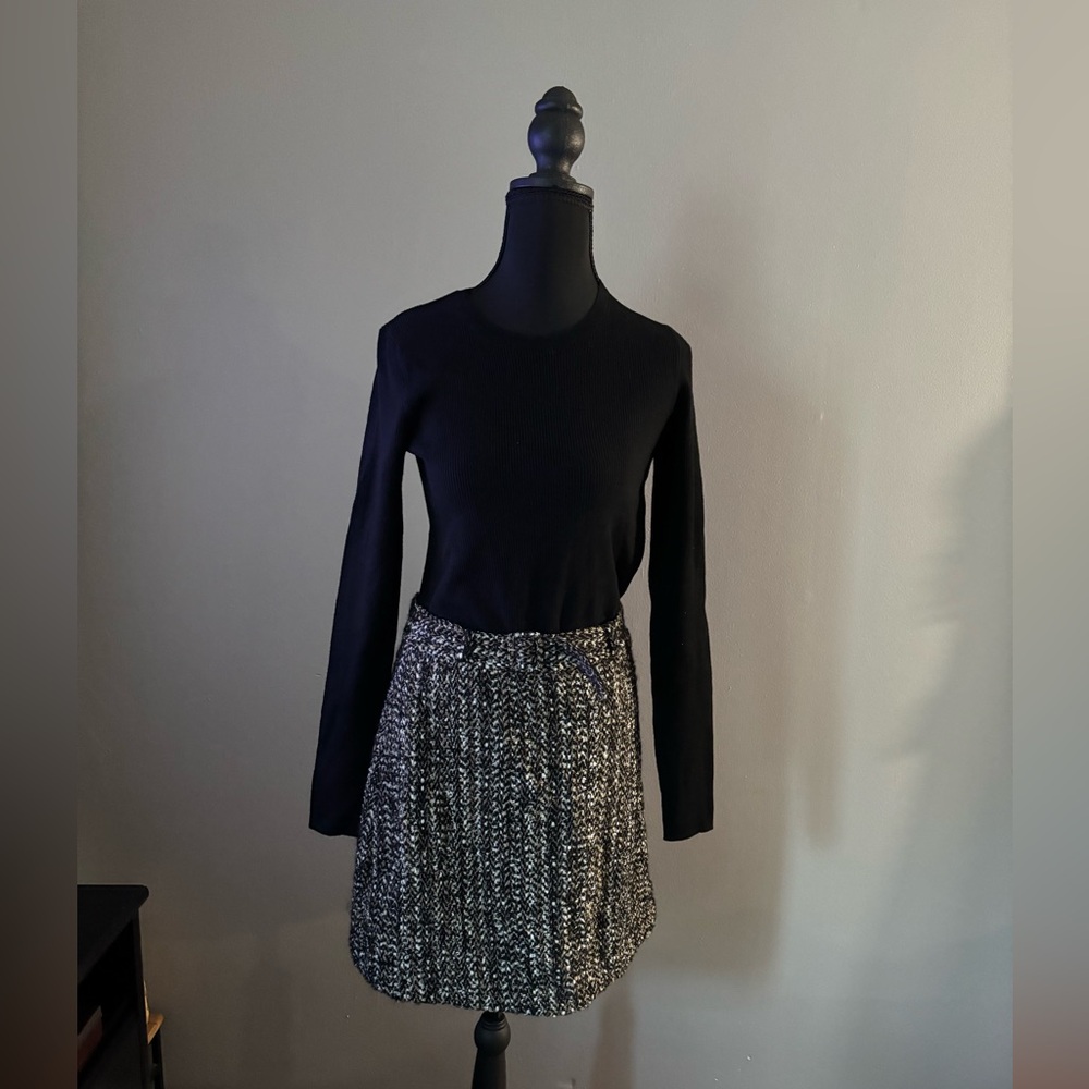 NWT  THEORY Black and Gray Tweed Belted Dress Size SMALL